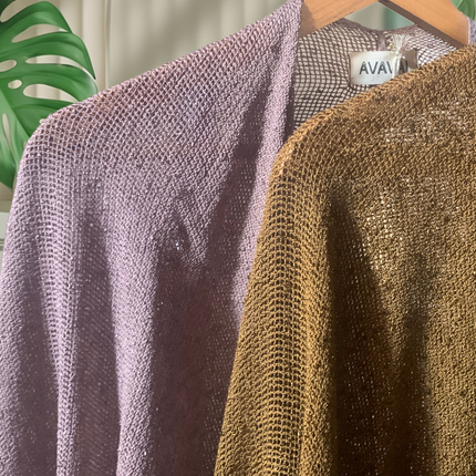 Caftano lungo in cotone grezzo 🌱 Senape