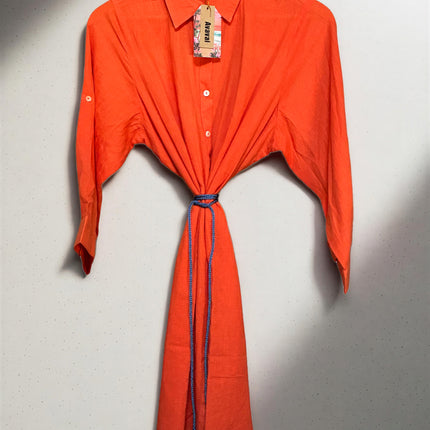 Camicia Mare & Città con cintura in cordoncino + nappine ★ Arancione