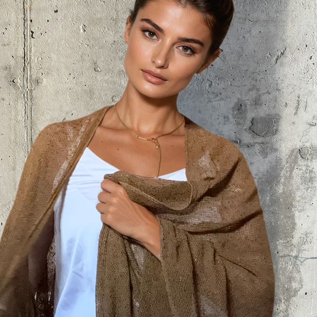 Caftano lungo in cotone grezzo 🌱 Senape