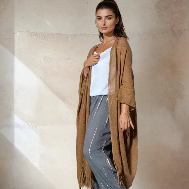 Caftano lungo in cotone grezzo 🌱 Senape