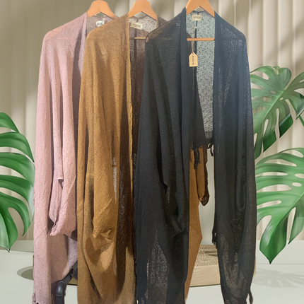 Caftano lungo in cotone grezzo 🌱 Senape