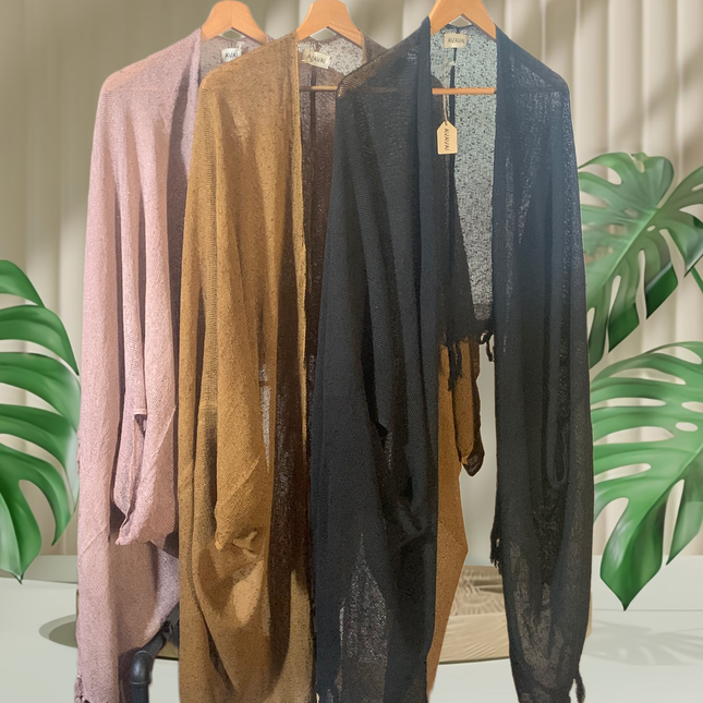 Caftano lungo in cotone grezzo 🌱 Rosa antico