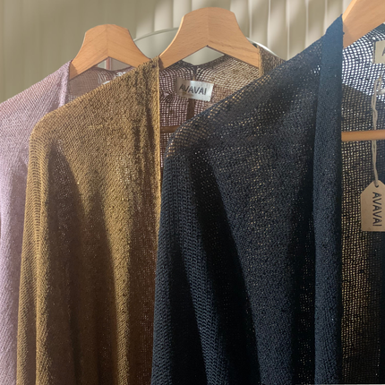 Caftano lungo in cotone grezzo 🌱 Nero