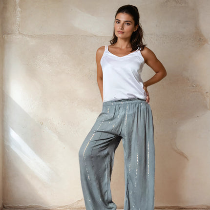 Pantaloni a righe oro ★ celeste polveroso
