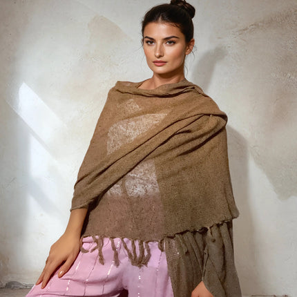 Caftano lungo in cotone grezzo 🌱 Senape