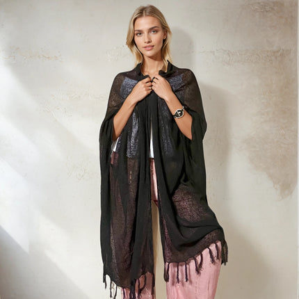 Caftano lungo in cotone grezzo 🌱 Nero