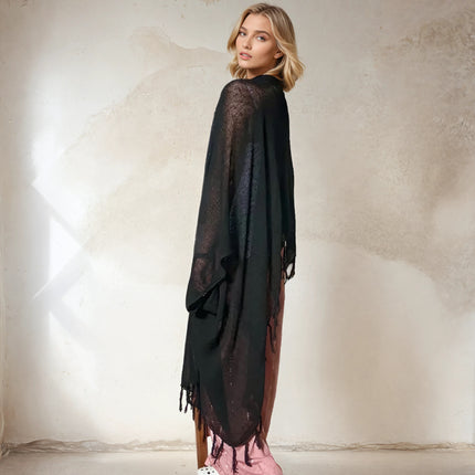 Caftano lungo in cotone grezzo 🌱 Nero