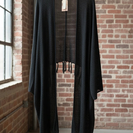 Caftano lungo in cotone grezzo 🌱 Nero