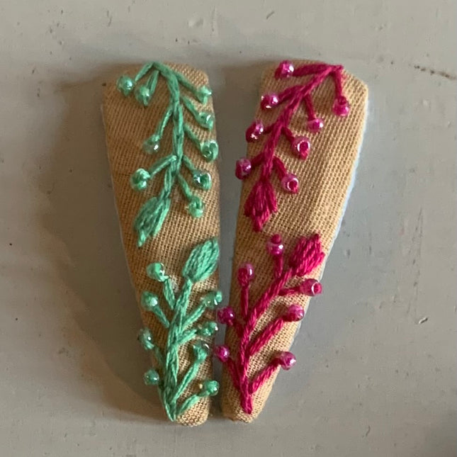 Hair Clips ❀ Duo  ❀ Fermagli Ricamati a mano