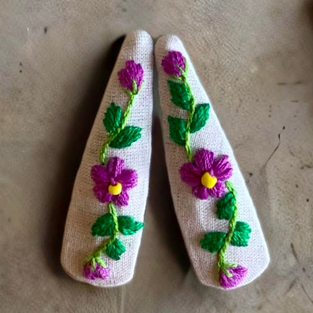 Hair Clips ❀ Viola ❀ Fermagli Ricamati a mano