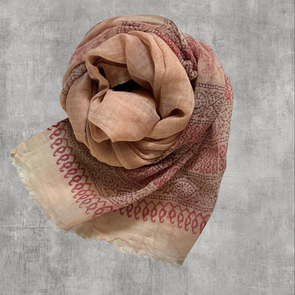 Sciarpa 100% Lana Stampata a Mano ❄️ Pink Jasmin
