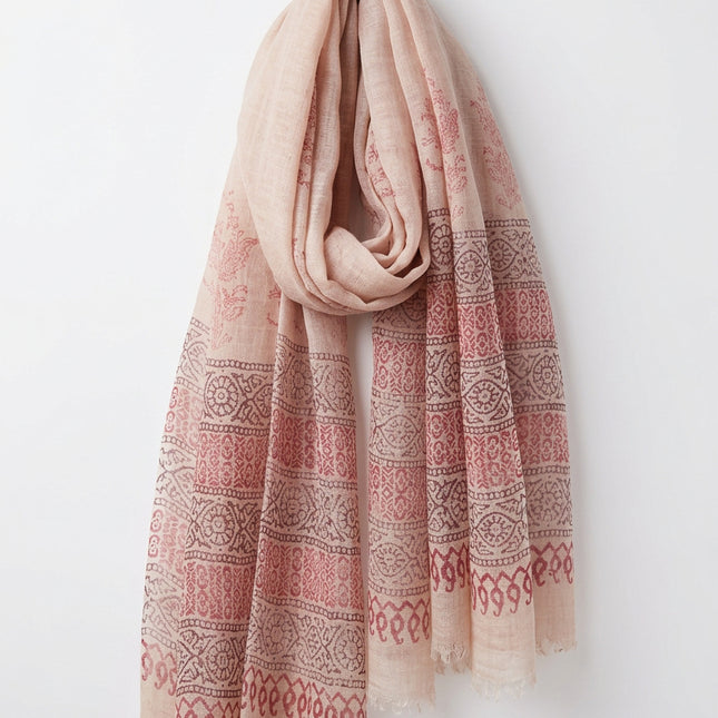 Sciarpa 100% Lana Stampata a Mano ❄️ Pink Jasmin