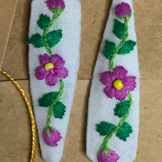 Hair Clips ❀ Viola ❀ Fermagli Ricamati a mano