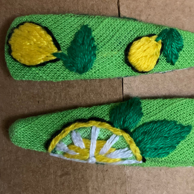 Hair Clips ❀ Limes & Lemons ❀ Fermagli Ricamati a mano