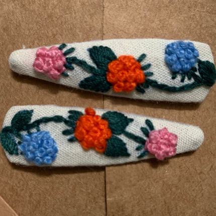 Hair Clips ❀ Gardenia ❀ Fermagli Ricamati a mano