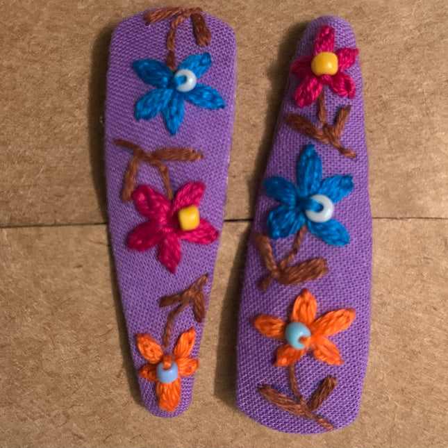 Hair Clips ❀ Lila ❀ Fermagli Ricamati a mano