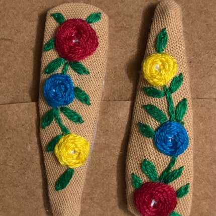 Hair Clips ❀ Caribbean ❀ Fermagli Ricamati a mano