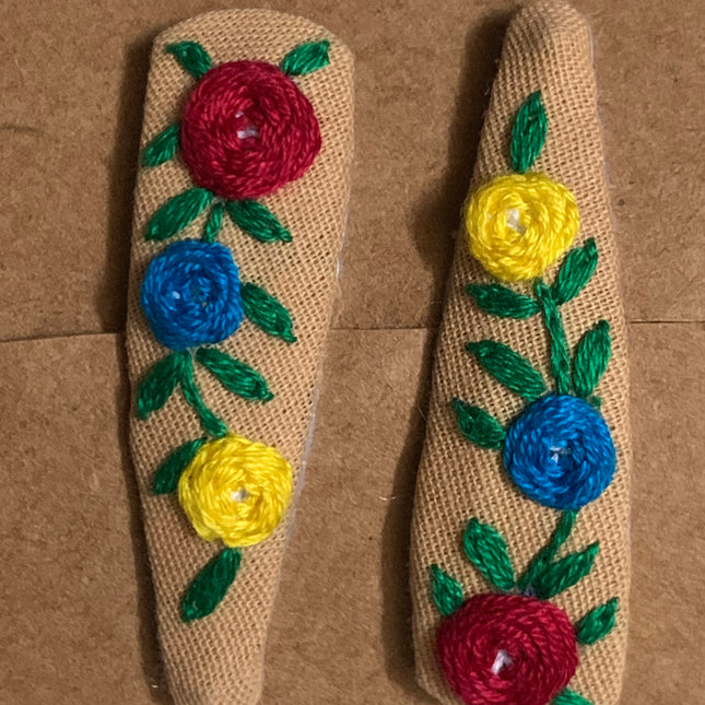 Hair Clips ❀ Caribbean ❀ Fermagli Ricamati a mano