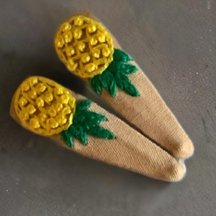 Hair Clips ❀ Ananas ❀ Fermagli Ricamati a mano