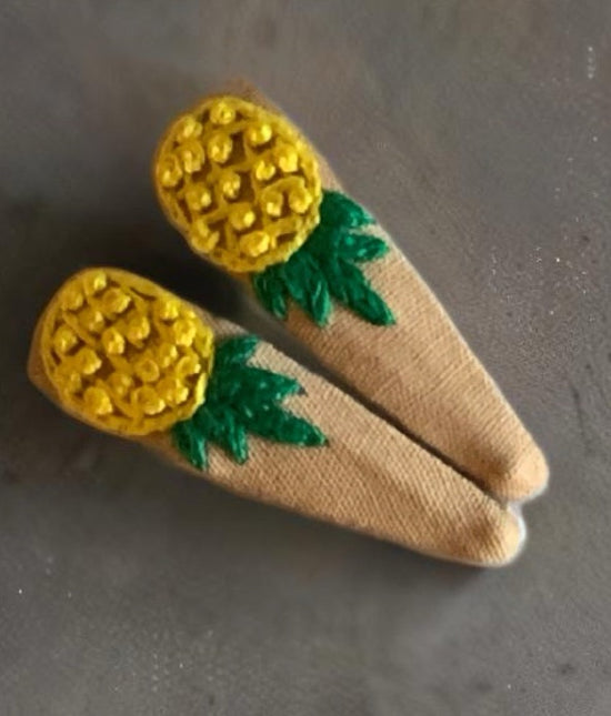 Hair Clips ❀ Ananas ❀ Fermagli Ricamati a mano