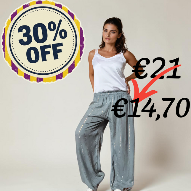 Pantaloni a righe oro ★ celeste polveroso
