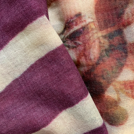 Sciarpa Grande 100% Lana ❄️ Stripes & Flowers