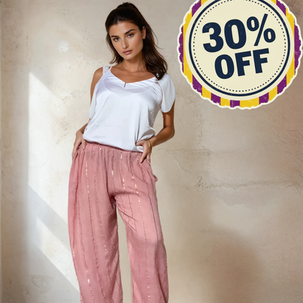 Pantaloni a righe oro ★ Rosa Antico