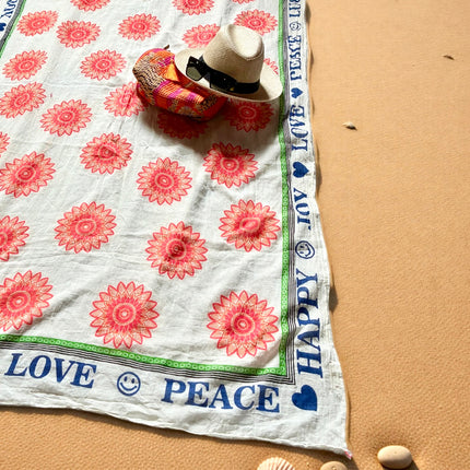Telo Mare 100% Cotone ❤︎  Happy ❤︎ Love ❤︎ Peace ❤︎ Joy