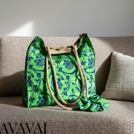 The Silkie Shopper Bag + Scrunchie  ★ Verde Rabbioso