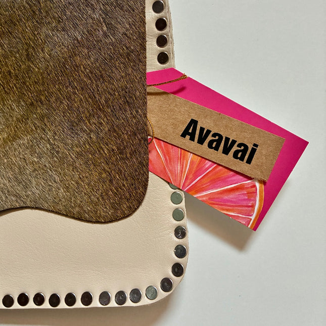 Leather Bag 🐾 marrone su avorio