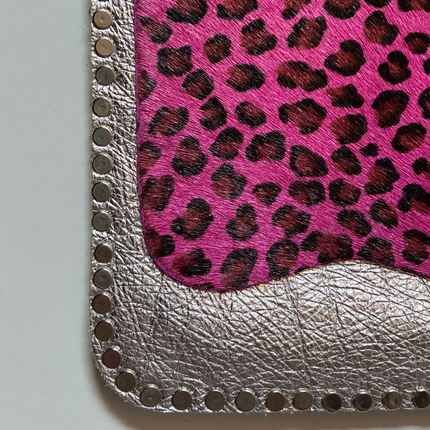 Leather bag  🐾 Leopardo Fucsia su Argento