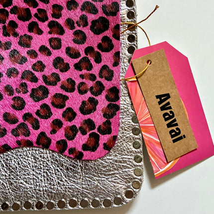 Leather bag  🐾 Leopardo Fucsia su Argento