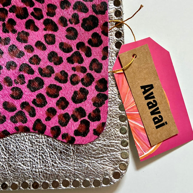 Leather bag  🐾 Leopardo Fucsia su Argento