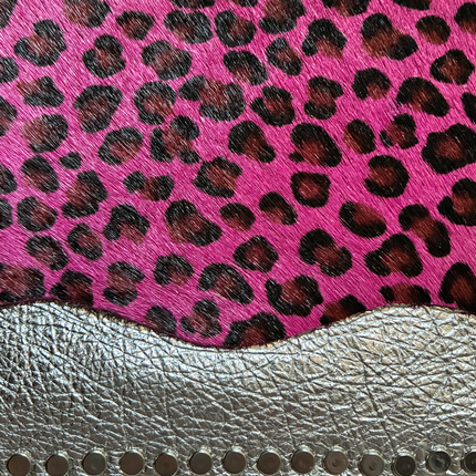 Leather bag  🐾 Leopardo Fucsia su Argento
