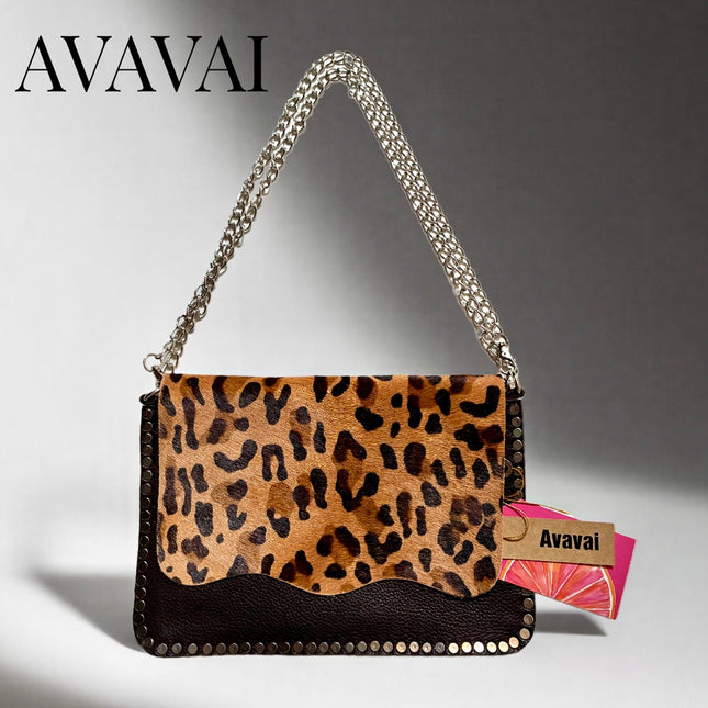 Leather Bag 🐾 Leopardo su marrone