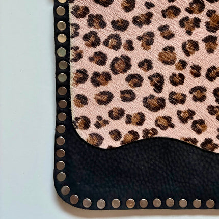 Borsa in vera pelle con stampa Animalier  🐾 Leopardo rosa su nero