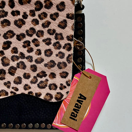 Borsa in vera pelle con stampa Animalier  🐾 Leopardo rosa su nero