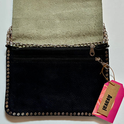 Borsa in vera pelle con stampa Animalier  🐾 Leopardo rosa su nero