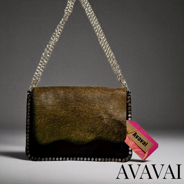 Leather Bag 🐾 Marrone verdastro su Bordeaux