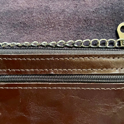 Leather Bag 🐾 Marrone verdastro su Bordeaux
