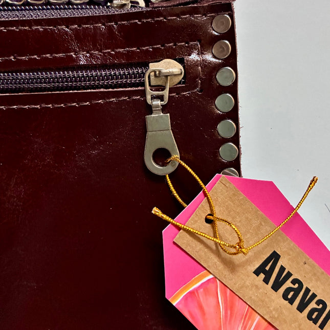 Leather Bag 🐾 Marrone verdastro su Bordeaux