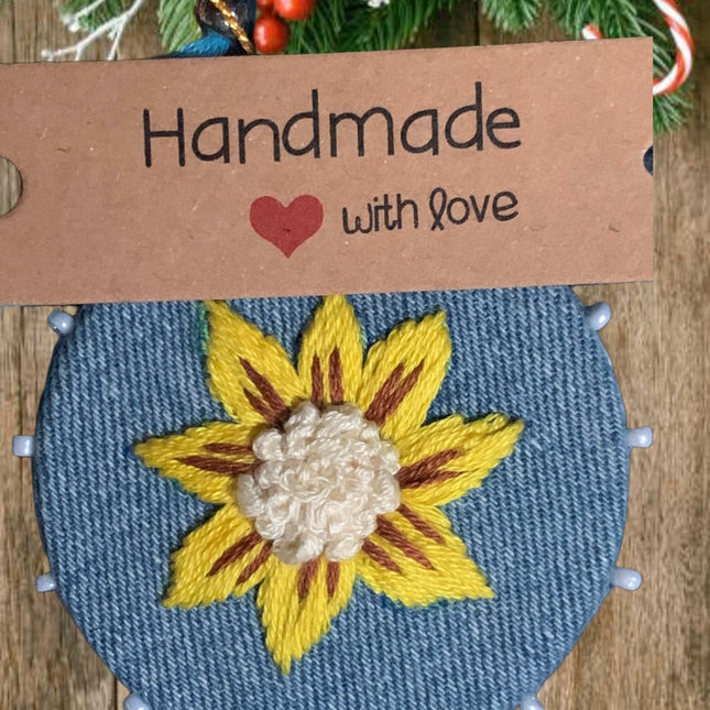 Light Blue Denim 🌻 Collana Ricamata a Mano 🌻