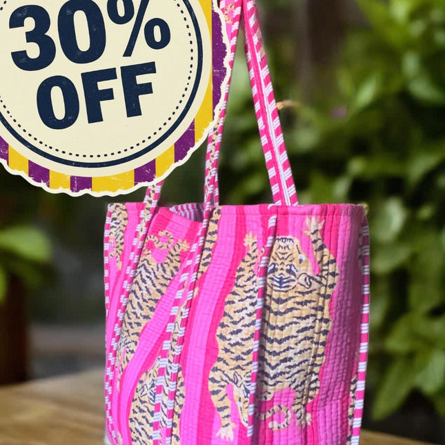 Tigers & Stripes Tote Bag 🐾 Fucsia