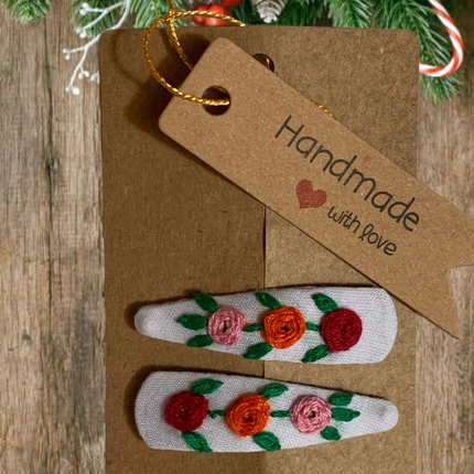 Hair Clips ❀ 3 Roses ❀ Ricamati a mano