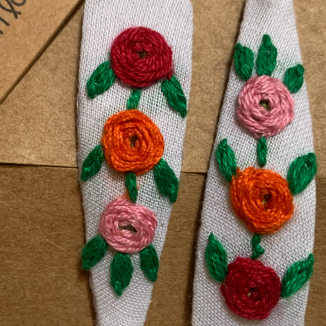 Hair Clips ❀ 3 Roses ❀ Ricamati a mano
