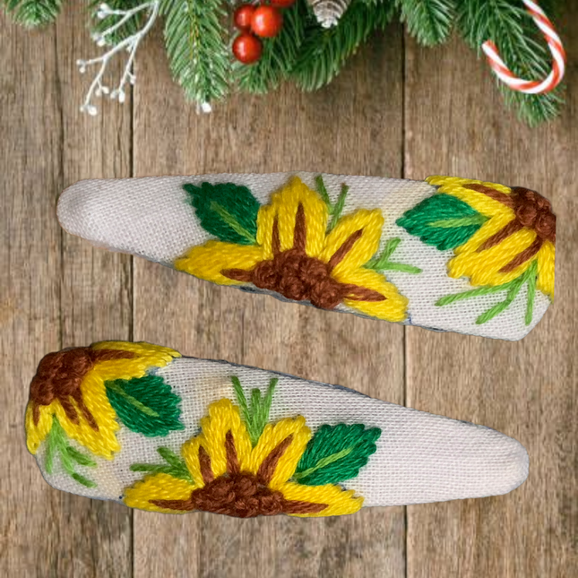 Hair Clips ❀ Sunflowers ❀ Fermagli Ricamati a mano