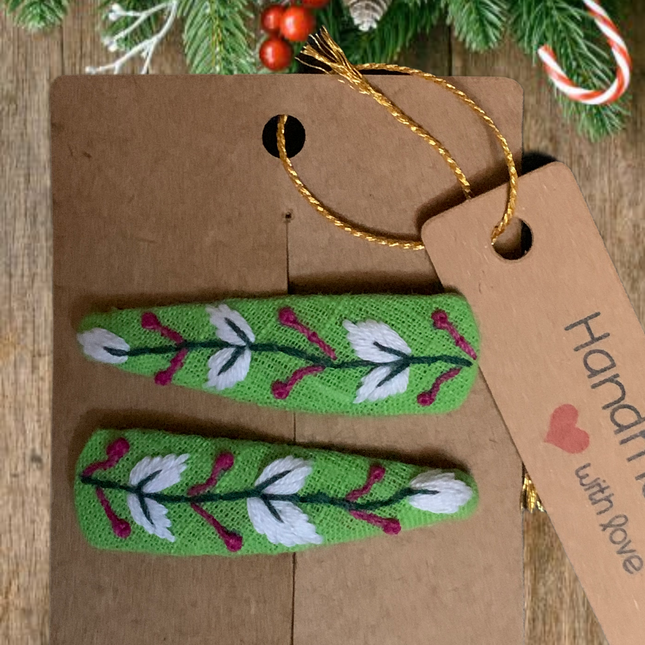Hair Clips ❀ Foresta ❀ Fermagli Ricamati a mano