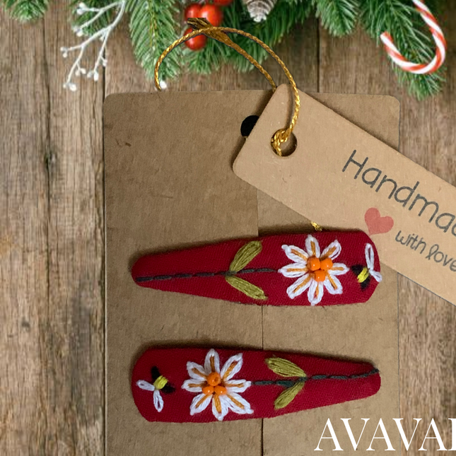 Hair Clips ❀ Rivendel  ❀ Fermagli Ricamati a mano