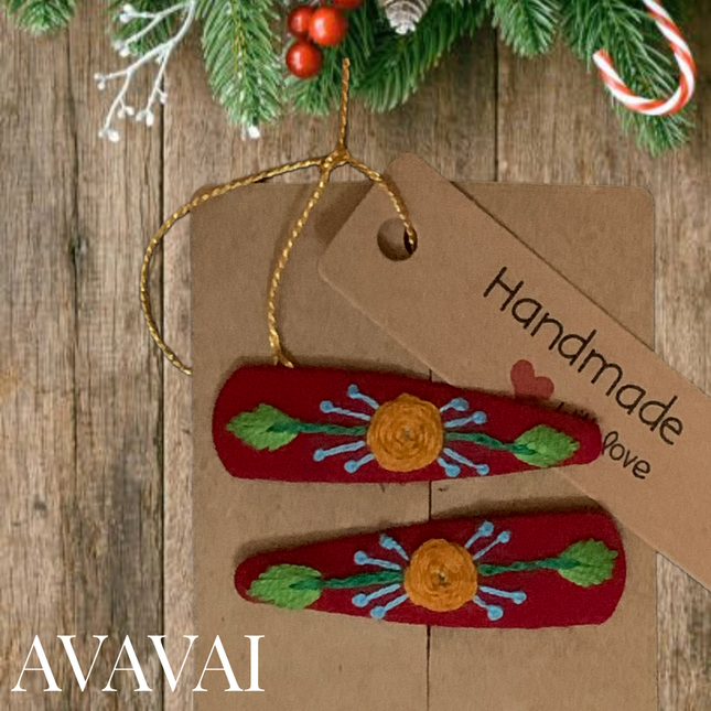 Hair Clips ❀ Sally ❀ Fermagli Ricamati a mano