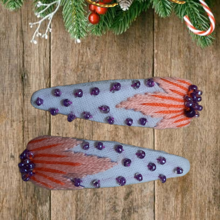 Hair Clips ❀ Uva ❀ Fermagli Ricamati a mano